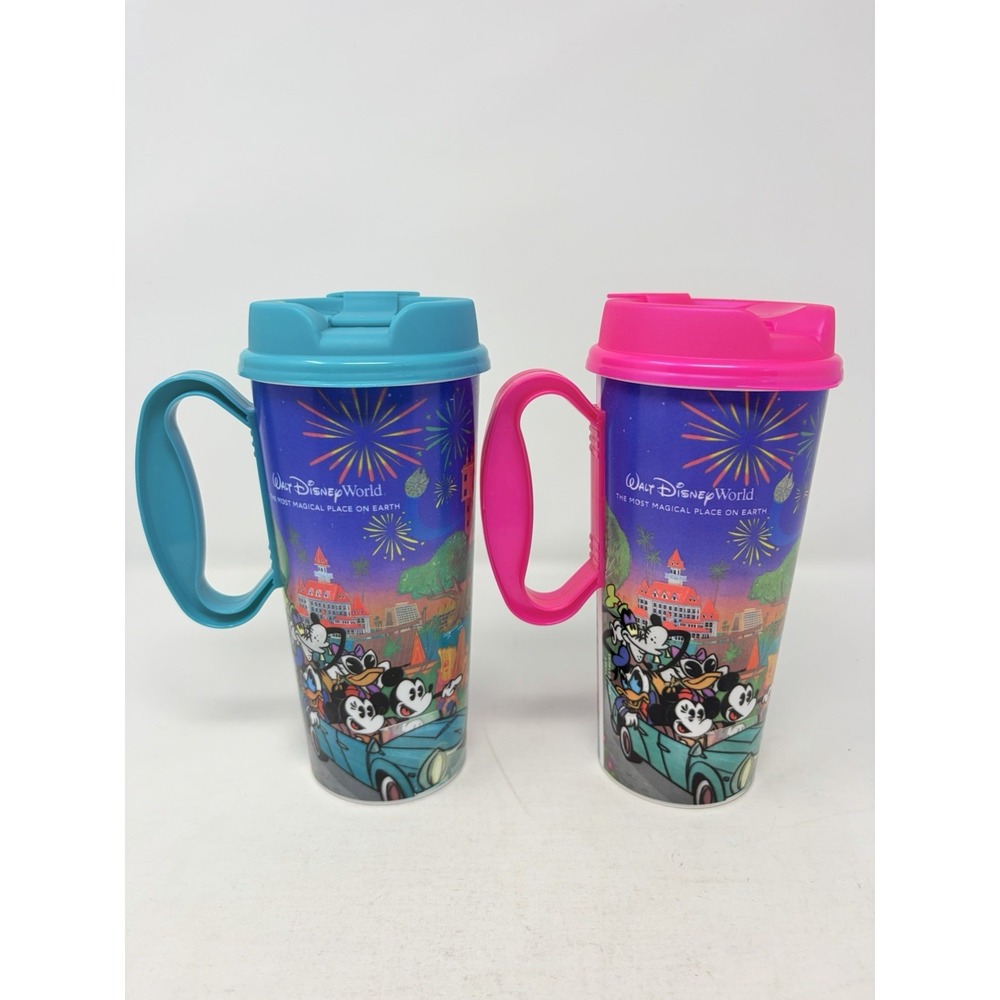 Walt Disney World 2024 Set of 2 Mickey & Friends Refillable Travel Mug Fireworks